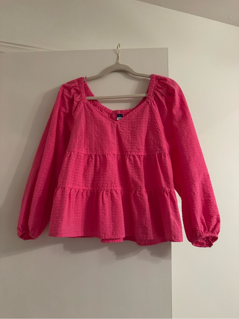 Old Navy Hot Pink Tiered Peasant Blouse
